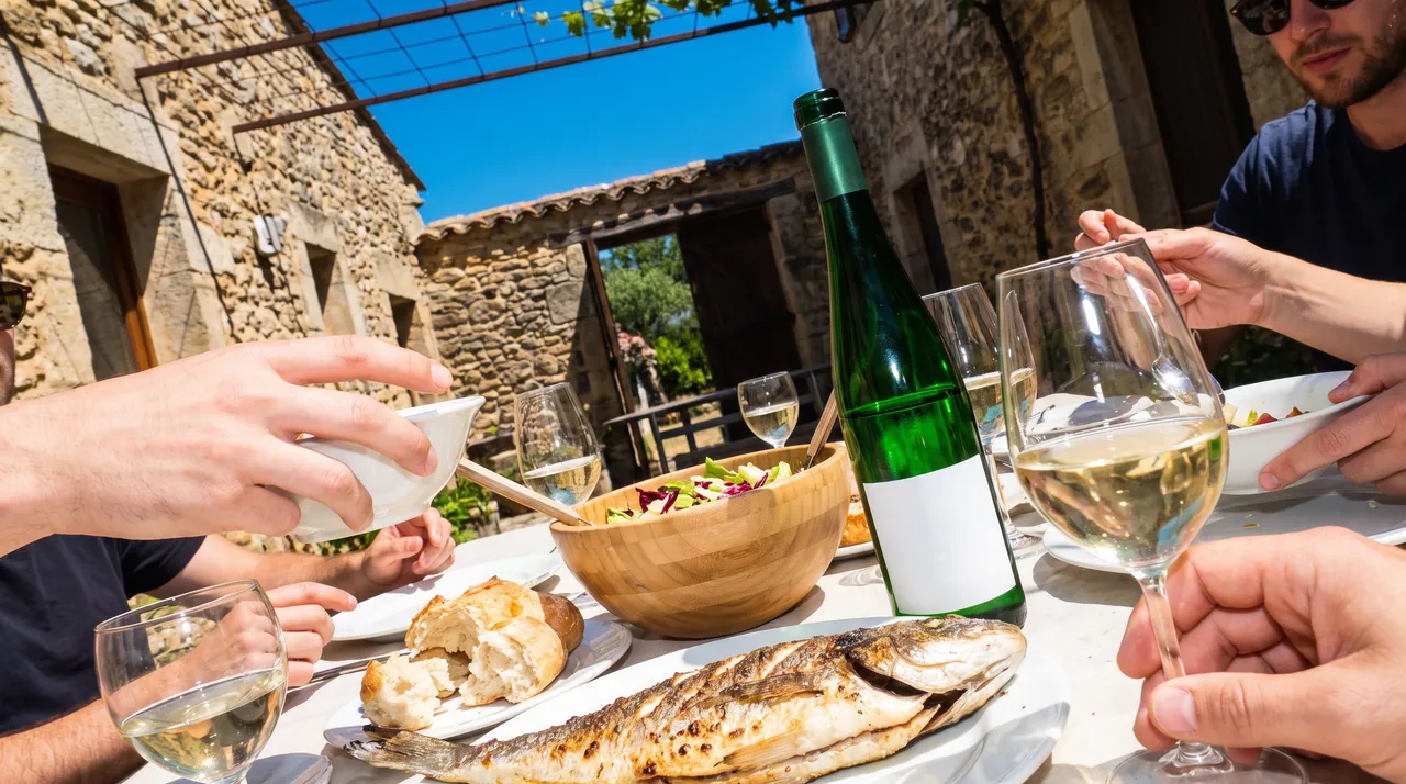 Sommeressen im Hof mit Riesling